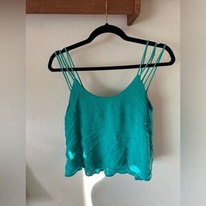 Strappy turquoise crop shirt